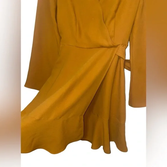 GIBSON LATIMER | Faux Wrap Dress | Size Small | Mustard Color - Picture 4 of 6